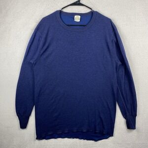 Vintage Scheels Sports Baselayer Shirt Mens XL Tall Blue Wool Blend USA Thermal